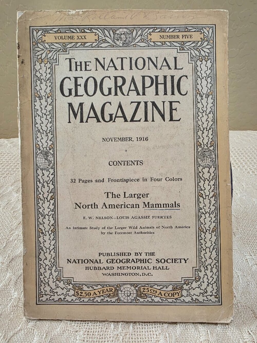 1916 National Geographic November Larger North American Mammals Vol 30 No 5